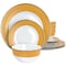 Martha Stewart Gold Rimmed 12 Piece Fine Ceramic Dinnerware Set in Yellow 97242.12 - alternate 1