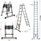 Edendirect 16.5 ft. One-Button Retraction Stainless Steel Telescoping Extension Ladder, 2-Triangle Stabilizers IR-763967987295 - alternate 5