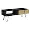 Homeroots 41" Black and Oak Wood and Metal Coffee Table With Drawer And Shelf 546434 - alternate 5