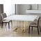 Homeroots 59" White and Gold Wood and Metal Pedestal Base Square Dining Table 555174 - alternate 4