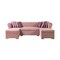 Homeroots Pink Velvet U Shaped Three Piece Sofa and Chaise Sectional With Toss Pillows 643893 - alternate 3