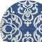 Homeroots 8' Navy Blue And Ivory Round Damask Washable Indoor Outdoor Area Rug 614445 - alternate 2