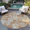 Homeroots 8' Copper Gold And Ivory Round Abstract Washable Indoor Outdoor Area Rug 597952 - alternate 4