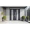 Vdomdoors Metal Double Doors Deux 1717 Gray Graphite Frosted Glass Top Transom Entry Modern Painted (W72xH80+ DEUX1717DEXD-GRE-W72xH80+12-RH-I - alternate 3