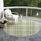 Homeroots 8' Artichoke Green Brown And Ivory Round Plaid Washable Indoor Outdoor Area Rug 597071 - alternate 3