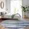 Homeroots 8' Light Blue And Dark Blue Round Abstract Washable Indoor Outdoor Area Rug 604967 - alternate 2