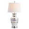 Jonathan Y Zilar Striped 28.75" Ceramic/Iron Classic Modern LED Table Lamp, Silver JYL6603A - alternate 1