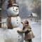 Homeroots Boy Building A Snowman White Framed Wall Art 572085 - alternate 1