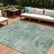 Homeroots 10' X 14' Teal Blue And Beige Abstract Washable Indoor Outdoor Area Rug 630548 - alternate 1