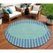 Homeroots 8' Teal Blue And Aqua Round Striped Washable Indoor Outdoor Area Rug 597201 - alternate 1