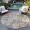 Homeroots 8' Lavender Gold And Beige Round Abstract Washable Indoor Outdoor Area Rug 597982 - alternate 5