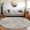 Homeroots 8' Gray And Ivory Round Geometric Washable Indoor Outdoor Area Rug 595075 - alternate 3