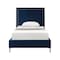 Homeroots Navy Blue Solid Wood Twin Upholstered Velvet Bed with Nailhead Trim 544793 - alternate 5
