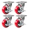Hyw Products Heavy Duty Caster Set 5in Polyurethane on Plastic Wheels, 4 Swivel with Brake, 4PK 40-50S-A1-PU-TB-4 - alternate 1