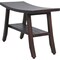 Homeroots 28" Dark Brown Teak Rectangular Shower Bench With Shelf 376690 - alternate 4