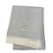 Homeroots 55" X 70" Gray White Herringbone Cotton Blend S Initial Throw Blanket with Tassels Embroidery 655542 - alternate 2