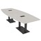 Skutchi Designs Boat Conference Table With Power, 48 in W, 120 in L, Ivory HAR-BOT-48x120-DOU.BK-K458-EBLK - alternate 1