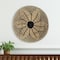 Homeroots Mekhi 24" X 24" Black And Light Brown Floral Seagrass Circle Hanging Dimensional Sculpture 608655 - alternate 4