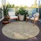 Homeroots 8' Beige Brown And Green Round Oriental Washable Indoor Outdoor Area Rug 603865 - alternate 4
