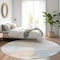 Homeroots 8' Sky Blue Beige And Gold Round Abstract Washable Indoor Outdoor Area Rug 618552 - alternate 3