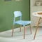 Fabulaxe Modern Plastic Dining Chair Open Back with Beech Wood Legs, Blue Set of 4 QI004222.BL.4 - alternate 5