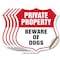 Signmission Private Property Shield Sign Beware Of D, 6 inch X 6 inch, Vinyl Decal, 5PK SHI-D-5PACK-6-440 - alternate 1