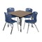 Regency Square Kee Adjustable Classroom Table W/ 4 Andy Stack Chairs, 36 in W, 30 in L, Noble Oak TB3636NOAPBK40NV - alternate 1