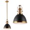 Jonathan Y Homer 10" 1-Light Modern Industrial Metal LED Dome Pendant, Black/Brass Gold JYL9535A - alternate 4