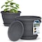 Lifemaster 10-Inch Whiskey Barrel Planters, Durable Plastic Pots with Drainage and Saucer, 2PK LMPBP2GRY2 - alternate 1