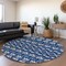 Homeroots 8' Navy Blue And Ivory Round Moroccan Washable Indoor Outdoor Area Rug 594336 - alternate 5