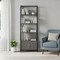 Homeroots 70" Gray Wood Five Tier Etagere Bookcase with Two Doors 630388 - alternate 3