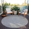 Homeroots 8' Gray And Silver Round Chevron Washable Indoor Outdoor Area Rug 612264 - alternate 5