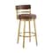 Homeroots 26" Coffee and Gold Faux Leather and Stainless Steel Low Back Counter Height Swivel Bar Chair 569166 - alternate 4