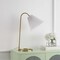 Jonathan Y Callie 22" Modern Glam Metal Arc Adjustable Head LED Table Lamp with Pleated Shade, Brass Gold/White JYL1147A - alternate 5