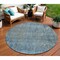 Homeroots 8' Blue And Ivory Round Abstract Washable Indoor Outdoor Area Rug 631091 - alternate 5