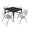 Regency Square Kahlo Breakroom Table W/ 4 M Stack Chairs, 48 in W, 48 in L, Neo Walnut TPL4848NWBK47GY - alternate 1