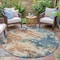 Homeroots 8' Teal Blue And Copper Round Abstract Washable Indoor Outdoor Area Rug 631977 - alternate 3