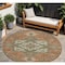 Homeroots 8' Rust Green And Brown Round Oriental Washable Indoor Outdoor Area Rug 600188 - alternate 1