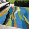 Homeroots 5' X 8' Denim Blue Copper And Green Abstract Washable Indoor Outdoor Area Rug 600961 - alternate 1