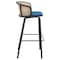 Leisuremod Ervilla Wicker Bar Stool with Fabric Seat and Black Powder Coated Steel Frame, Navy Blue EBBL-31NBU - alternate 5