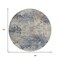 Homeroots 8' Denim Blue Beige And Charcoal Round Abstract Washable Indoor Outdoor Area Rug 630875 - alternate 4