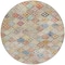 Homeroots 8' Terra Cotta Beige And Teal Blue Round Geometric Washable Indoor Outdoor Area Rug 603283 - alternate 4
