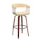 Armen Living Topanga 30.5in Swivel Walnut Wood Bar Stool in Cream Faux Leather with Golden Bronze Metal LCTOBAWACR30 - alternate 1