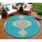 Homeroots 8' Teal Blue Brown And Ivory Round Oriental Washable Indoor Outdoor Area Rug 598444 - alternate 1