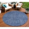 Homeroots 8' Navy Blue And Blue Round Southwestern Washable Indoor Outdoor Area Rug 587070 - alternate 1