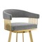 Homeroots 30" Gray and Gold Fabric and Stainless Steel Low Back Bar Height Swivel Bar Chair 569149 - alternate 6