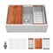 Wrightmaster 30" Apron-Front Single Bowl Ceramic Workstation Kitchen Sink w/ Cutting Board, Colander and Grids ZOR-AWS302010KSDS - alternate 1