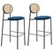 Leisuremod Euston Modern Wicker Bar Stool With Black Steel Frame, Navy Blue, 2PK EC29NBU2 - alternate 1