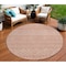 Homeroots 8' Salmon And Ivory Round Chevron Washable Indoor Outdoor Area Rug 612294 - alternate 1