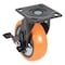 Vestil Polyurethane Swivel With Brake Caster 6 In. Diameter x 2 In. Width 837 lb Orange/Silver CST-E6-6X2PUP-SWB - alternate 3